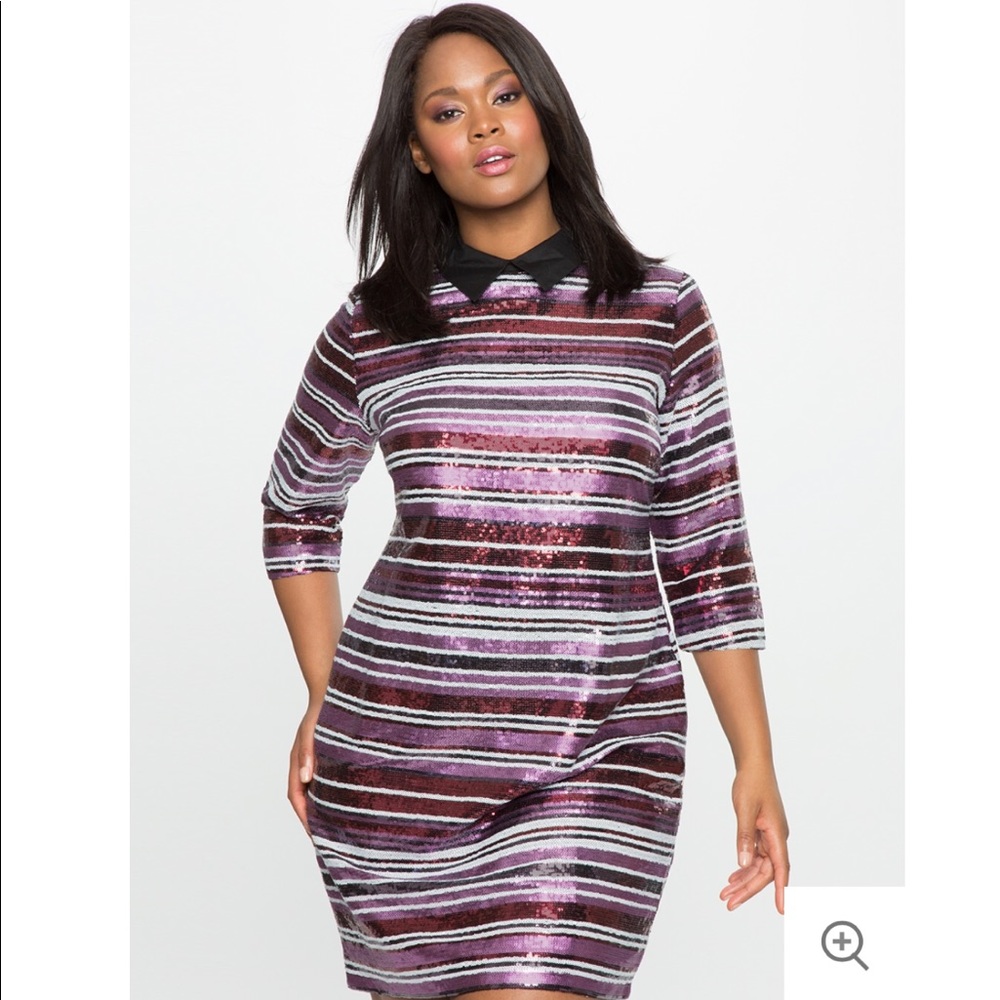 Eloquii Stripe Sequins Dress